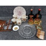 Mixed lot including commemorative ware, 2 minature time pieces, vintage Bambi cigarette case
