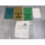 Three cloth money bags and two others to include Miln Marsters