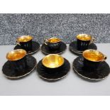 12 pieces of black & gold Wade tea china