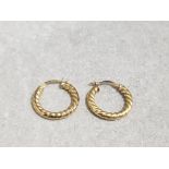 9ct yellow gold twist braid pattern earrings 2g