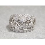 Silver and cz set bang ring size s 6.1g gross