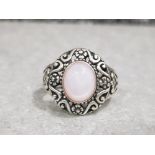 Silver and oval mother of pearl ring size p1/2 8.3g gross