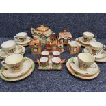 Vintage 32 piece cottage ware set by Burlington, including teapot, butter dish, cups & saucers etc