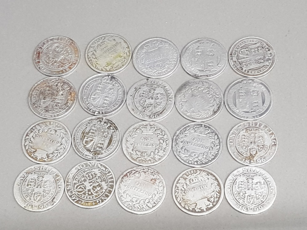 20 x Victoria silver shilling coins