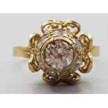 Ladies 9ct yellow gold cubic zirconia ball ring size N 3.8g gross