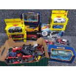Selection of vintage diecast cars makers include Matchbox, shell & Maisto, ( some boxed)