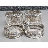 2 pairs of hallmarked Birmingham silver napkin rings, dated 1903 & 1908, 47.4