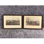2x small antique pictures hunting related, “full cry” & “a check”