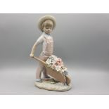 Lladro figure 1283 boy with wheelbarrow of flowers