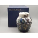 Moorcroft pottery ceramic lidded ginger jar - in a rare pattern with original box