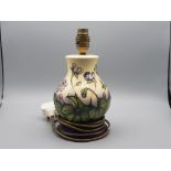 Moorcroft pottery table lamp, hibiscus style, height 25cm
