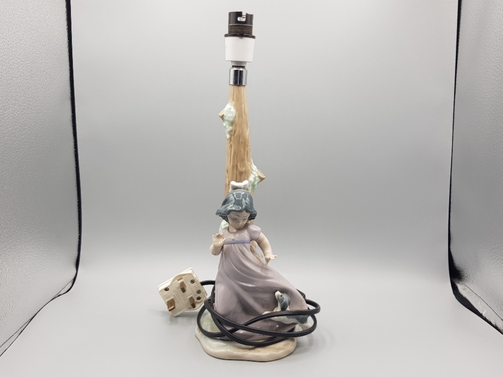 Nao by lladro table lamp with figured base - girl with puppy