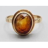 9ct yellow gold Citrine ring, comprising of large oval shaped Citrine centre stone, size L½, 2.4g