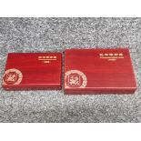 2 reproduction mahogany coin cases with 20 protective capsules originally used for commemorative