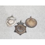 3 solid silver fobs one a football fob a second inscribed with letter B and one blank 22.1g