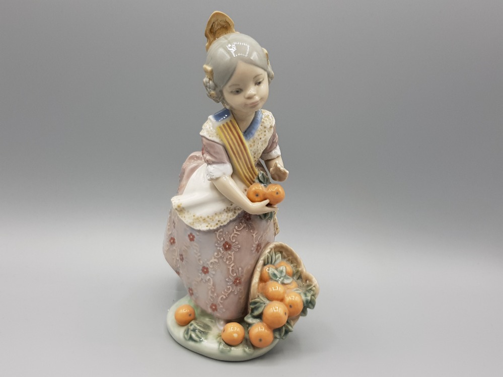 Lladro figure 1422 miss Valencia with basket of oranges