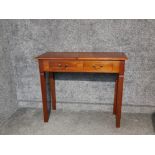 Reproduction mahogany hall table fitted with two drawers