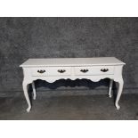 Painted cream reproduction 2 drawer side table