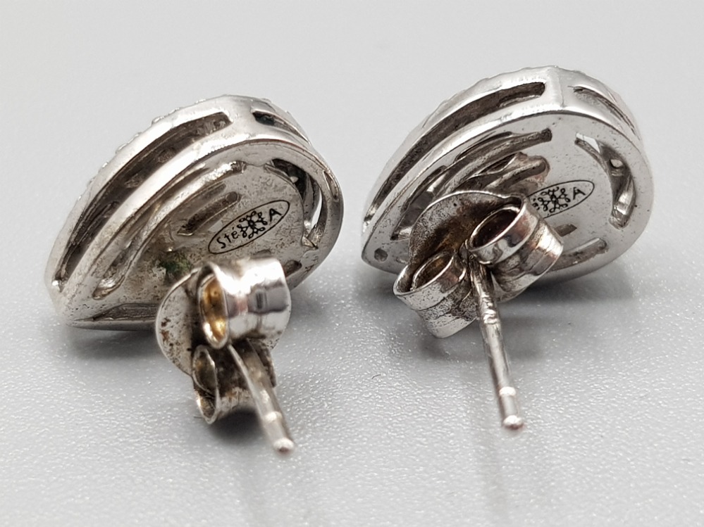 Pair of 925 silver & diamond earrings - Image 2 of 3