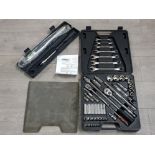 Unused metrinch spanner and socket set in carry box , together with torque wrench