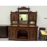 Mid - late Victorian mahogany mirror back sideboard featuring 4 bevelled edge mirrors, turned and