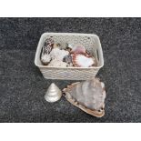 Tray of various seashells crystals and fossils