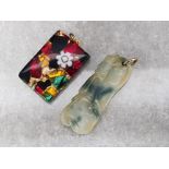 2x pendants - Jade & Murano coloured glass