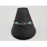 Silver 925 & turquoise bracelet with snake links, 8g