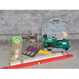 Job lot of misc tools to include a 2 peice set impact drill and sander , staple gun , bench vice