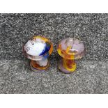 A pair of mdina maltese glass mushrooms both have original sticker and etching to base