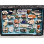 Collection of different types of rocks and fossils including Aragonite, Fluorite, agate etc