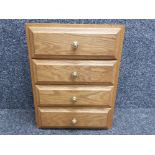 Minature solid oak 4 drawer chest, 34x14cm, H46cm