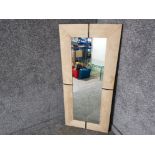 A modern suede framed rectangular mirror 104 x 60cm