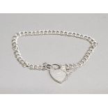 Silver double curb bracelet with padlock 8.4g