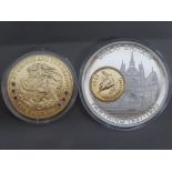 2009 St George and the dragon £5 gold plated sterling silver coin together with Great Britain