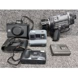 Polaroid cameras EE100 special and Impulse, Chinon 310 Pacific cam recorder and two other cameras