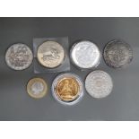 7 miscellaneous coins, mainly commemorative including rare Gibraltar diamond wedding £2 coin