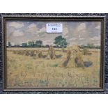 A watercolour by John Patrick Downie R.S.W. "Harvest", signed and inscribed 16 x 22cm
