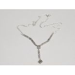 Silver and marcasite drop necklet 7g gross