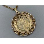9ct gold St George & the dragon medallion and chain, 5.7g