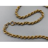 9ct gold rope chain, 9.1g