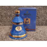 2001 Bells extra special old scotch whisky decanter celebrating the 75th birthday of her majesty