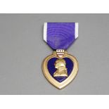 USA purple heart medal for military merit with ribbon