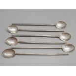 A set of six Hong Kong silver soda/straw spoons for cocktails 58.5g