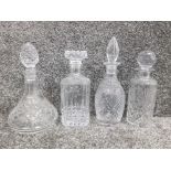 2 Webb and Corbett decanters plus 2 other decanters all have stoppers