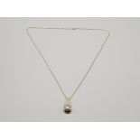 Ladies 9ct yellow gold 3 stone drop pendant and chain comprising of 3 round cut cubic zirconias