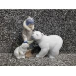 Lladro figurine 5238 eskimo boy with polar bear together with lladro figurine 1207 attentive polar