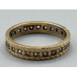 Vintage 9ct gold white stone eternity style ring, size L 1/2, 2.3G gross