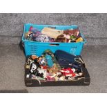 Large crate of souvenir and other dolls including bisque headed together with a tray of the same