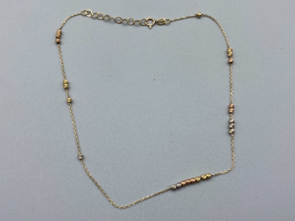 14ct gold fancy link Tri-Tone necklace, 1.8g